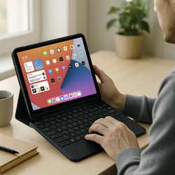 Etui z klawiaturą touch do Lenovo Tab 10.1 2025, czarne - ochronne z podstawką