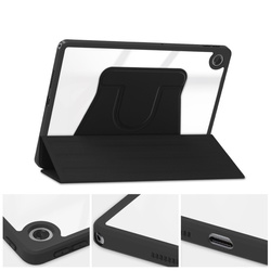 Etui 360 Crystal do Lenovo Tab 10.1 2025, czarne - ochronne z podstawką, dostęp do portów i przycisków