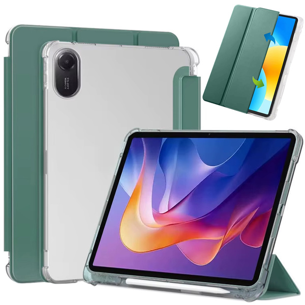 Etui do Xiaomi Redmi Pad 2 11 2025 - przezroczyste z miejscem na rysik i podstawką, zielone
