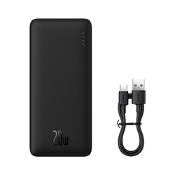 powerbank Baseus Airpow 20W 10000mAh z kablem Baseus Simple Series USB-A USB-C 30 cm, czarny