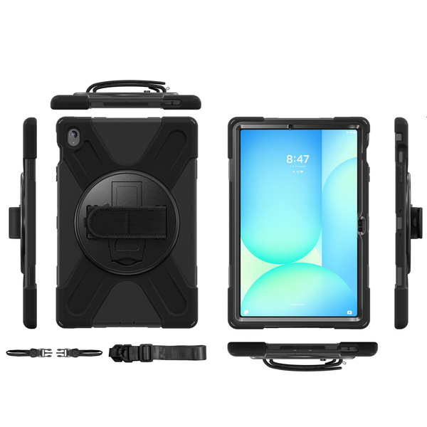 Etui do Samsung Galaxy Tab S10 FE Plus / S10 FE+ 13.1 Pancerne z szybką, uchwytem i paskiem