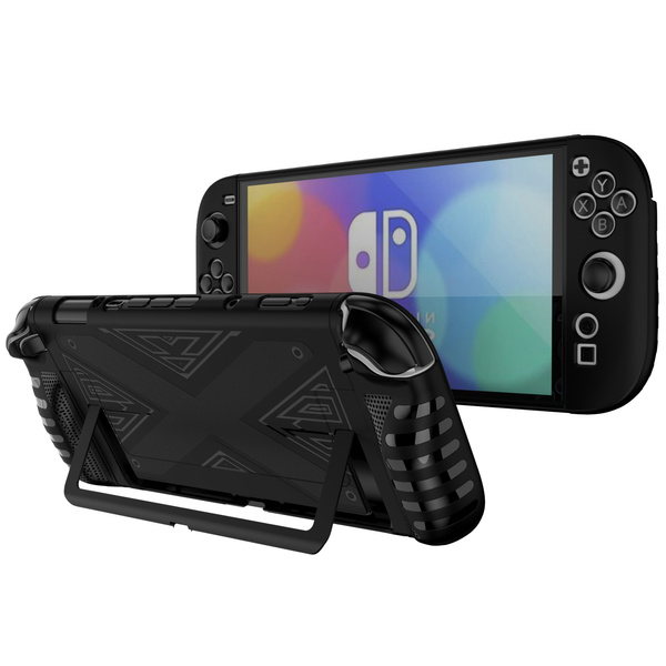 Etui do Nintendo Switch 2 2025 silikonowe Kickstand 3-częściowe, czarne - ochronne z podstawką