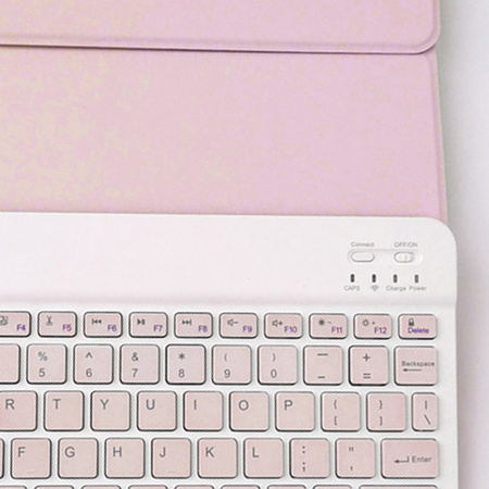 Etui z klawiaturą Bluetooth do Redmi Pad 2 11 2025, różowe - ochronne z podstawką, dostęp do portów i przycisków