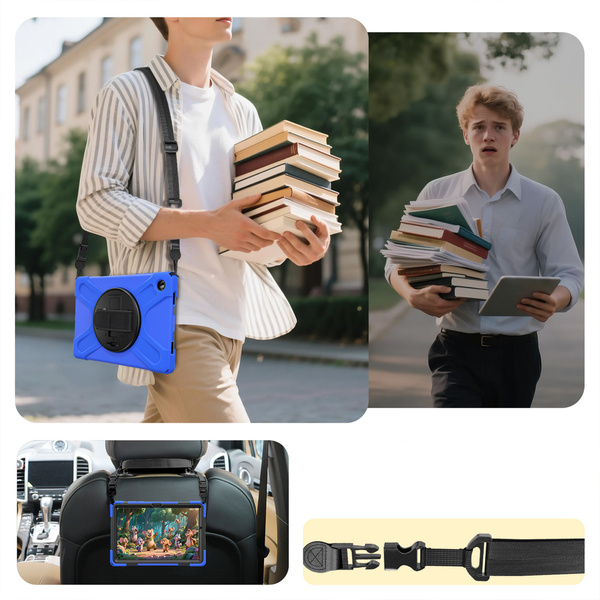 Etui do Samsung Galaxy Tab A11 Plus 10.9 2025 / A9 Plus - Pancerne z szybką, uchwytem i paskiem