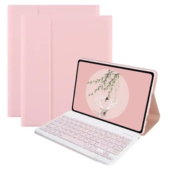 Etui z klawiaturą Bluetooth do Redmi Pad 2 Pro 2025, różowe - ochronne z podstawką, dostęp do portów i przycisków