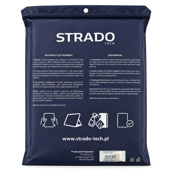 Etui z klapką do Apple iPad Air 11 M4 M3 M2 2026/ 25/ 24 gen. 8/7 podstawka