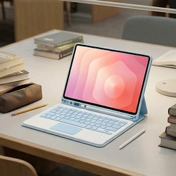 Etui z klawiaturą Bluetooth do Samsung Galaxy Tab A11+ Plus, niebieskie - ochronne z podstawką