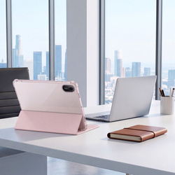 Etui do Xiaomi Redmi Pad 2 11 2025 - przezroczyste z miejscem na rysik i podstawką, różowe