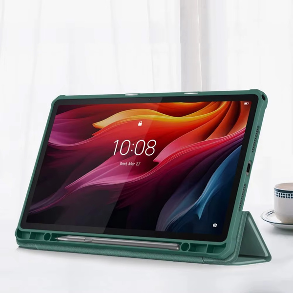 Etui z klapką Clear do Lenovo Tab K11 Plus 11.45 / Lenovo K11 Plus, zielone - ochronne z podstawką