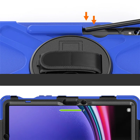 Etui Armor z uchwytem do Galaxy Tab S9 / S10 FE / Galaxy Tab X716B / Galaxy Tab X510, granatowe - ochronne