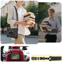 Etui pancerne z uchwytem do Lenovo Tab One 8.7 2025 TB305FU TB305XU z podstawką i paskiem, czarne