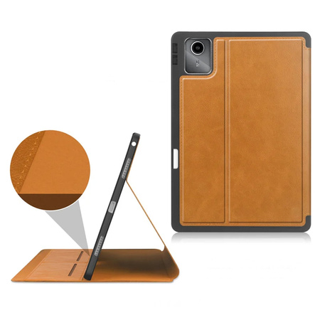 Etui skórzane z kieszeniami do Lenovo Tab M11 TB330FU 10.95" (Brązowe)