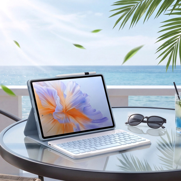 Etui z klawiaturą Bluetooth do Redmi Pad 2 Pro 2025, niebieskie - ochronne z podstawką