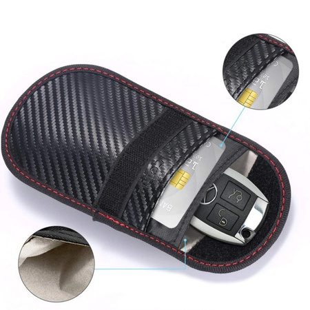 Etui na kluczyki kartę antykradzieżowe blokujące sygnał Keyless klatka RFID, czarne