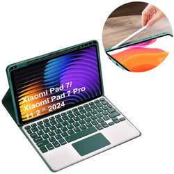 Etui z klawiaturą do Xiaomi Pad 7 / Pad 7 Pro 11.2 na rysik / Xiaomi Pad 7 Pro, zielone - ochronne z podstawką