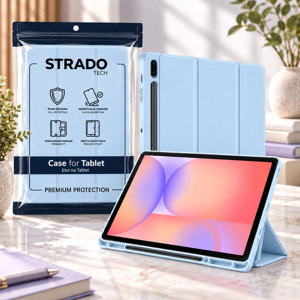 Etui do Galaxy Tab S10 Lite 10.9/S10 FE/S9 FE/ S9/ S8 z miejscem na rysik - niebieskie