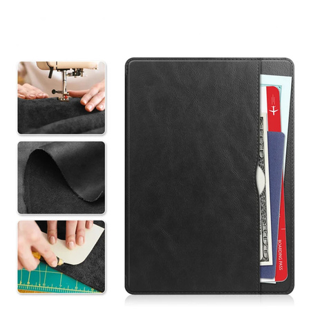 Etui skórzane z kieszeniami na karty/ dokumenty do Lenovo Tab M11 TB330FU, czarne