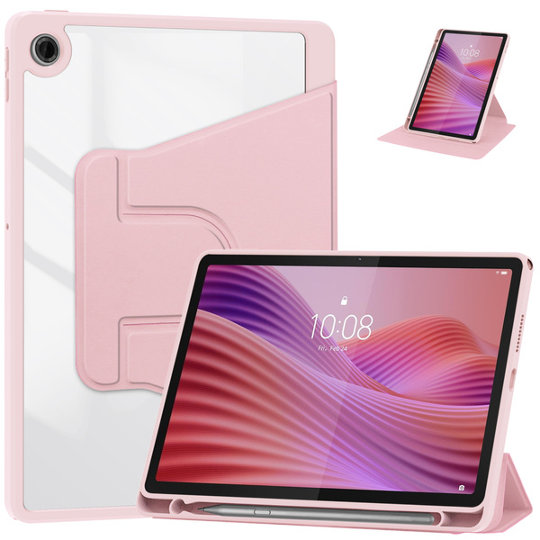 Etui 360 Crystal do Lenovo Tab 10.1 2025, różowe - ochronne z podstawką, dostęp do portów i przycisków