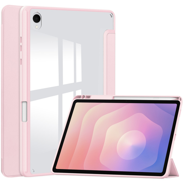 Etui Clear Pencil do Samsung Galaxy Tab S11 11 SM SMX736 z klapką, różowe - ochronne