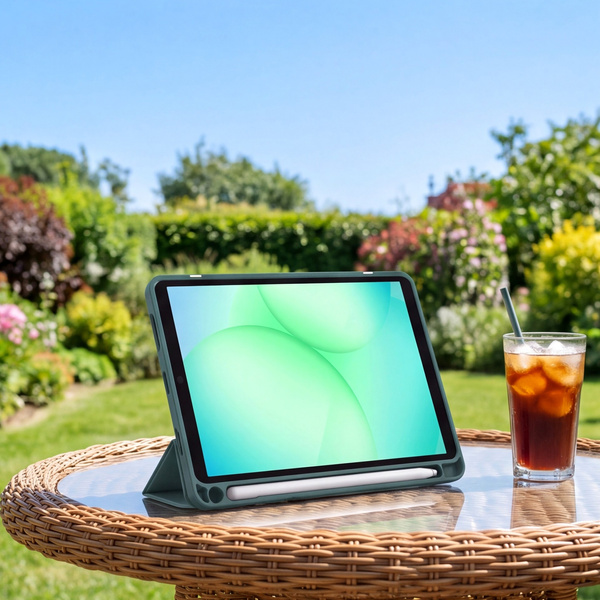 Etui Clear Pencil do Galaxy Tab A11 X135/ X133 A9 SM-X110/ SM-X115, uchwyt na rysik, ciemnozielone