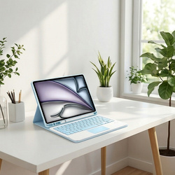Etui z klawiaturą do iPad Air 11 M3 2025 / Air 11 M2 2024 Gen 7, niebieskie - ochronne z podstawką